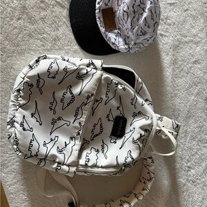 Dino Adventure Backpack and Cap Set - Black and White